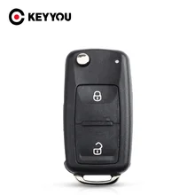 KEYYOU 10X nuevo 2 sin cortar botón plegable, abatible de llave de control remoto caso de reemplazo FOB Shell para Vw VOLKSWAGEN Transporter T5 Polo G
