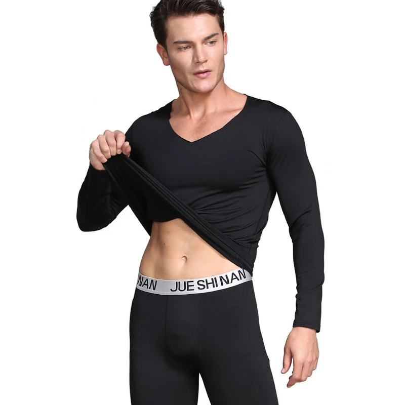 Plus Size 3XL 4XL Thermal Underwear For Male Solid Colour Autumn Winter Warm Long Johns Full Sleeve Thick Thermo Lingerie