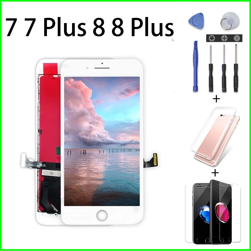 

White&Black Ecran LCD Touch Screen For iPhone 8 8 Plus 7 7 Plus Digitizer Assembly LCD Display No Dead Pixel Pantalla 5 6 + Gift