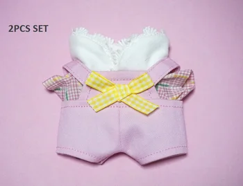 

[MYKPOP]KPOP Doll's Clothes and Accessories:Thirt + Overall 2pcs Set for 20cm Dolls SA19111208