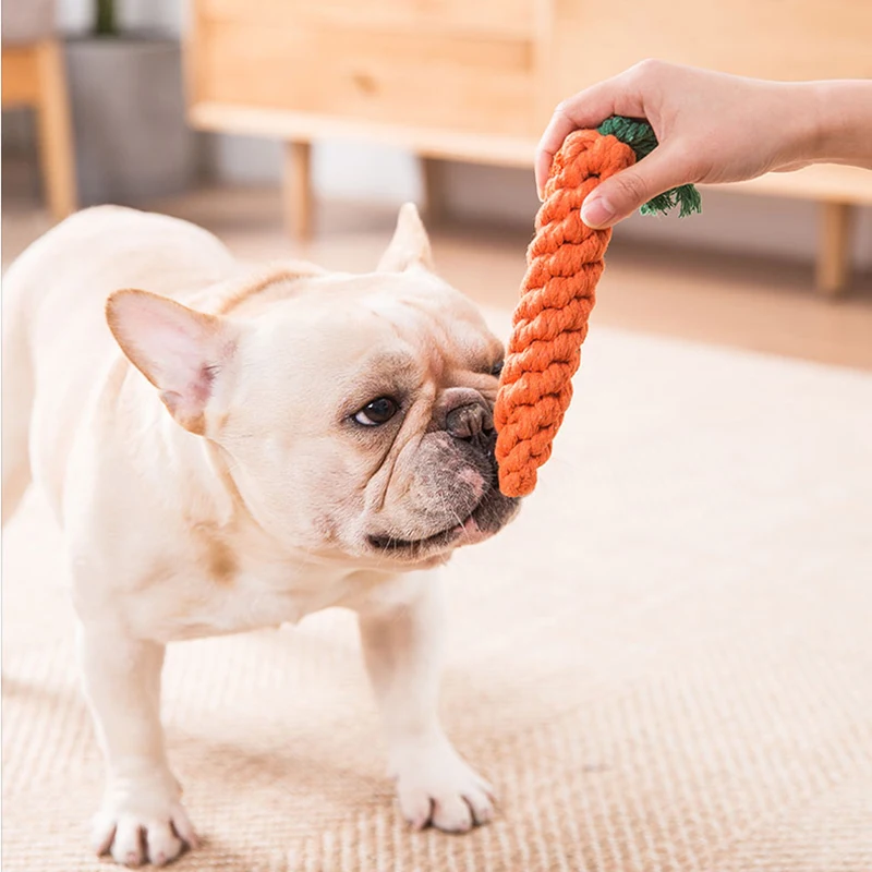 1 pcs Carrot Shaped Knot Ropes Pet Dog Toys Chew Cat Toy Safe for Small Dogs Molar Biting Playing Products Accessories | Дом и сад