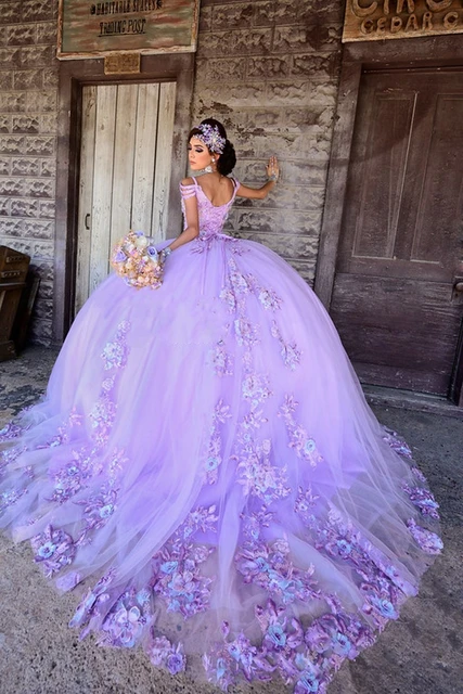 Amazing Light Purple Quinceanera Dresses Lace Applqiues Sweet 16 Dress  Court Train Vestidos De 15 Años 2020 - Quinceanera Dresses - AliExpress