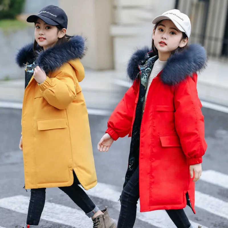 

Winter Jackets for Girls 2019 New Children Clothing Parka Real Fur Hooded Warm Kids Girl Clothes Outwear Teen Duck Down Coats