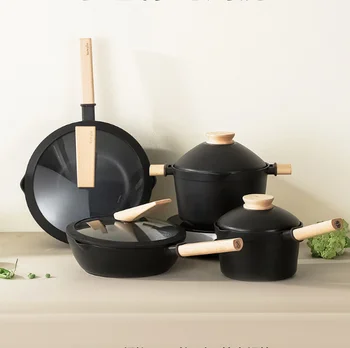 

Creative Aluminum Alloy Pot Set Non Stick Pan Without Cooking Fume Technology Of Thickened Composite Bottom Easy To Clean