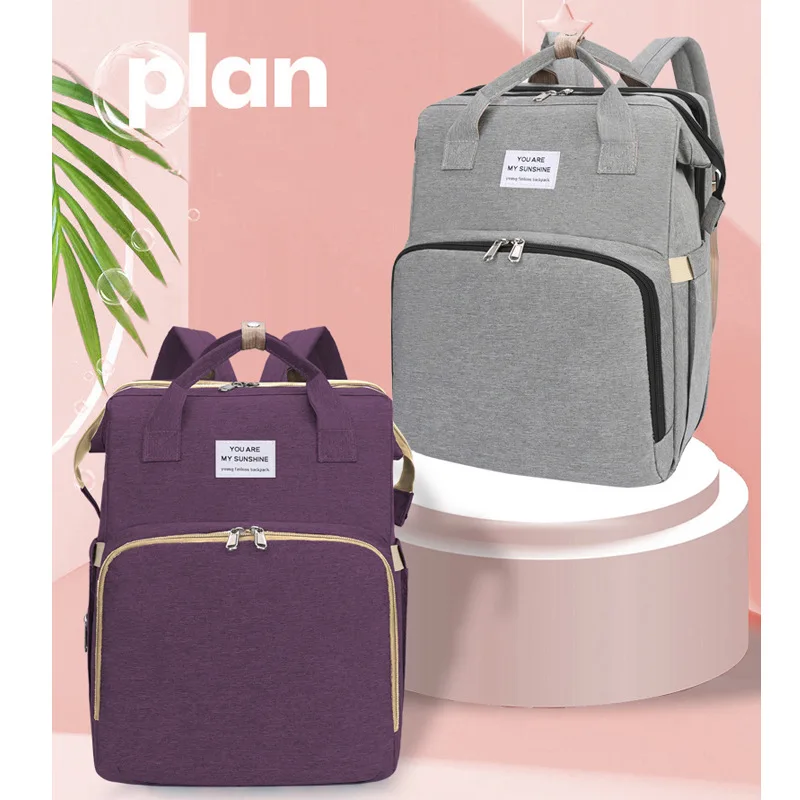 

New portable folding bed mummy bag portable large capacity multi-functional mother and Baby Bag Backpack mummy bed bag BPA free