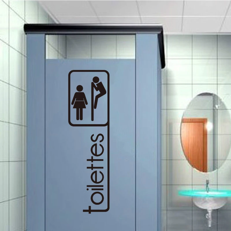 Amovible Wall Stickers Salle De Bain Decor Toilette porte signe Vinyle Art Décalques One