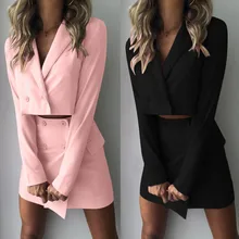 Женские костюмы костюм из двух частей короткая куртка+ посылка HipSlim Fit Пальто с высокой талией юбка Новинка