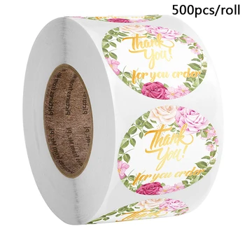 

New 500 Pcs/Roll Colourful Round Thank You Stickers Scrapbooking For Package Seal Labels Custom Decoration Sticker