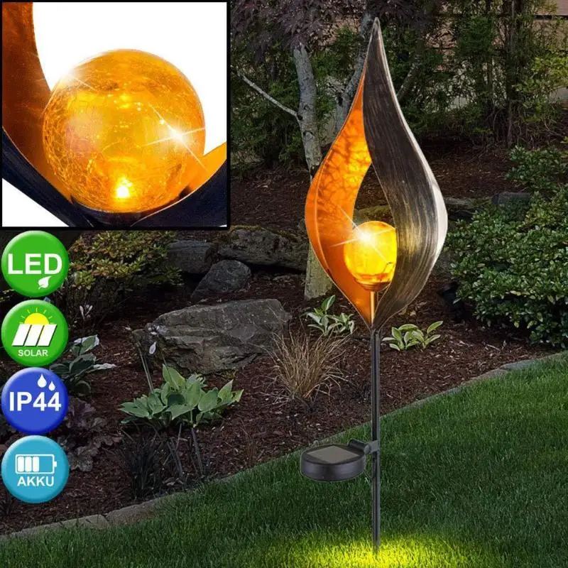 

Wrought Iron Solar LED Torch Lights Waterproof Flame Garden Landscape Lamp Soft Control Dance Flame Design Outdoor Light
