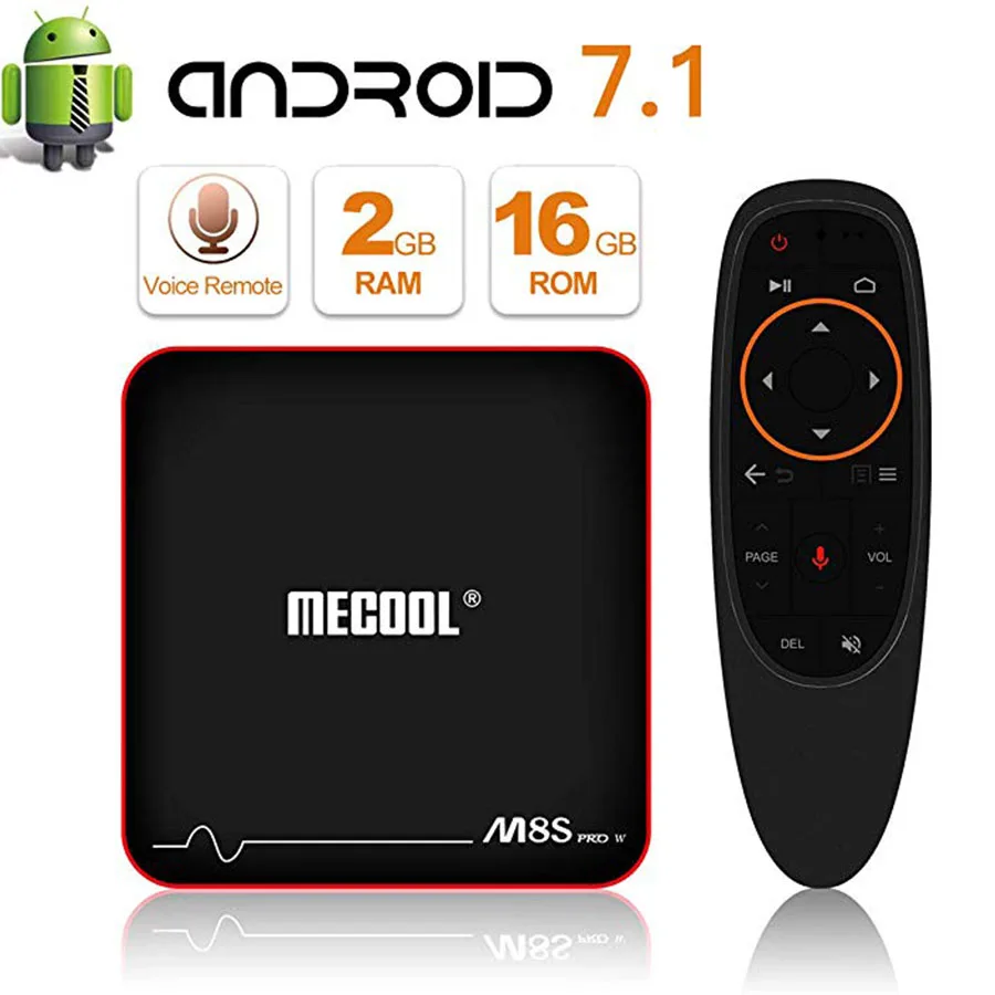 MECOOL M8S Pro Smart tv Box Android 7.1.2 с инновационным голосовым пультом дистанционного управления Amlogic S905W 2 Гб 16 Гб медиаплеер HD 4K телеприставка