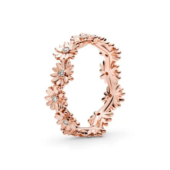 

FAHMI 100% 925 Sterling Silver 188799C01 Rose Sparkling Daisy Flower Crown Ring Fashion Simple Romantic Women's Jewelry