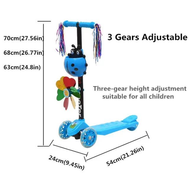 Windmill Ladybug Scooter Foldable and Adjustable Height Lean to Steer 3 Wheel Scooters for Toddler Kids Boys Girls Age 3-8 2
