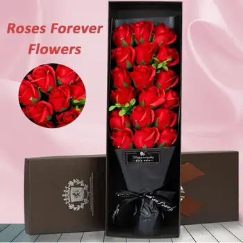 

18Pcs Artificial Flower Bouquet Soap Rose Handmade Scented Soap Flower With Gift Box For Birthday Valentine's Day Wedding Gift