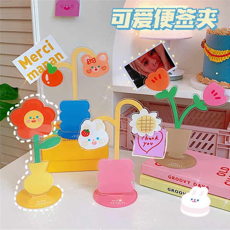 Kawaii Настольный зажим для записей держатель милый мультяшный подставка акриловая