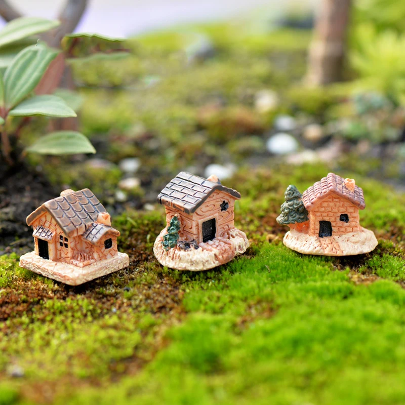 Miniature Figurines 1/3Pcs Stone Stairs House Cartoon Animal Building Statue Resin Craft For Fairy Garden Accessory Home Decoration miniature figurines,resin ornaments,miniature ornament,resin crafts,resin crafts accessories