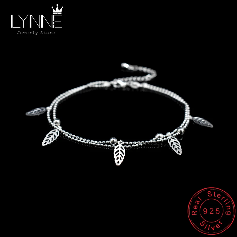 925 Sterling Silver Star Pendants Anklets Ladies Jewelry Double Layer Small Bead Chain Leaves Beach Anklet Bracelets anklet bracelets silver anklets ankle chain