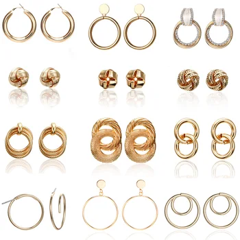 

New Fashion Golden Silver Color Hoop Earrings For Women Hollow Round Circle Statement Earrings Jewelry Gift For Party Wedding
