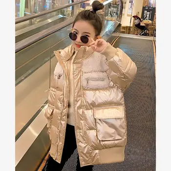 

Imitation Lamb Fur Girls Cotton coat Winter New granule Velvet thicker Stitching Glossy Warm Cotton Jacket kids outerwear Y2495