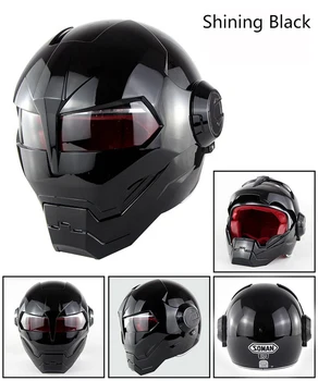 

Dot Approval capacete moto Retro Robot style Iron Man Full Face Helmets Motorcycle Flip up Helmet For Soman SM515