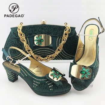 

Wedding Dress Classics Green Color Shoes And Bag To Match Set Italian High Heels Party Shoes And Bag Set For Royal Party
