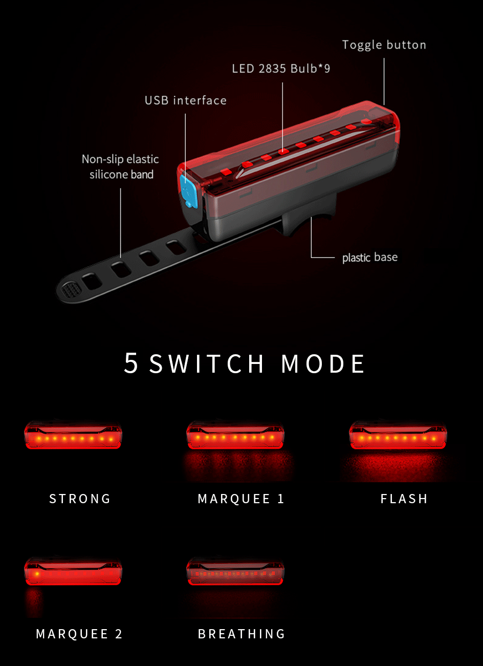 NATFIRE NTP2 Bicycle Light with Light Sensor USB Rechargeable LED Headlight Bike Front Lamp Flashlight with Rear Light Optional