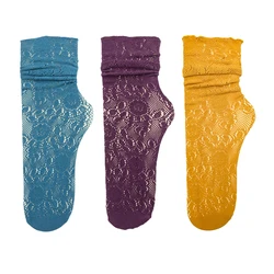 3 Pairs/Lot Woman Socks New Fashion Mesh Socks Cotton Solid Color Female Soft Sexy Hollow Out Lace Long Women Mesh Thin For Girl