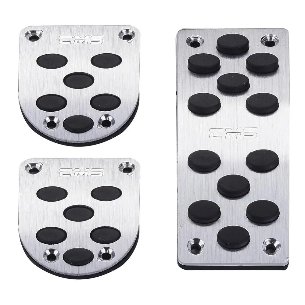 3pcs Universal Mt Pedals Pads Silver Tone Black Car Gas Brake Metal