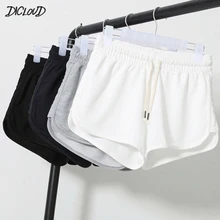 Dicloud shorts casual feminino, verão 2019, tamanhos grandes, cintura alta, preto e branco, solto, praia, sexy, S XXL