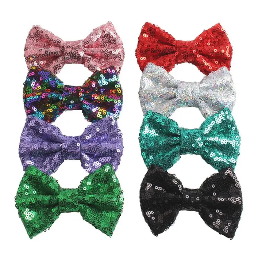 250pcs/lot 4" Large Sequin Hair Bows,diy Hair Bows,baby Flower Hairband