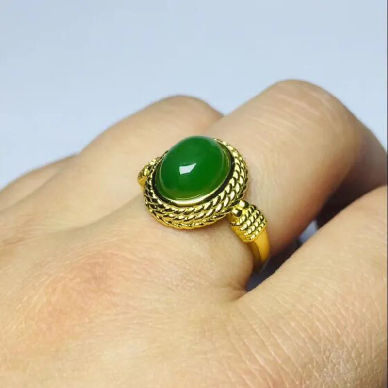 Настоящее сертифицированное натуральное Хотан Jade Jasper 925 пробы серебро Мужские Женские Амулет зеленый нефрит кольца размер регулируемый лучшие подарки