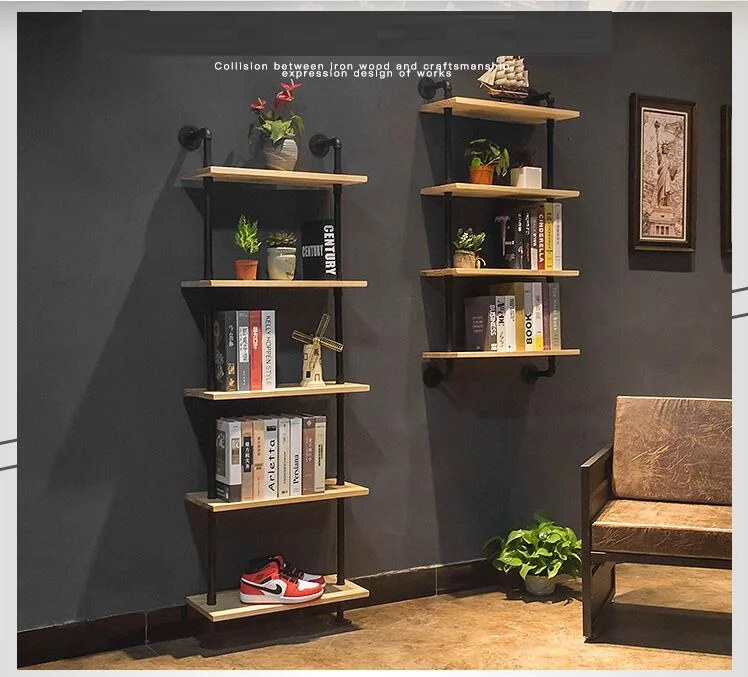 

One character solid wood partition wall shelf wall shelf flower shelf log color wall hanging bedroom living room wall cabinet
