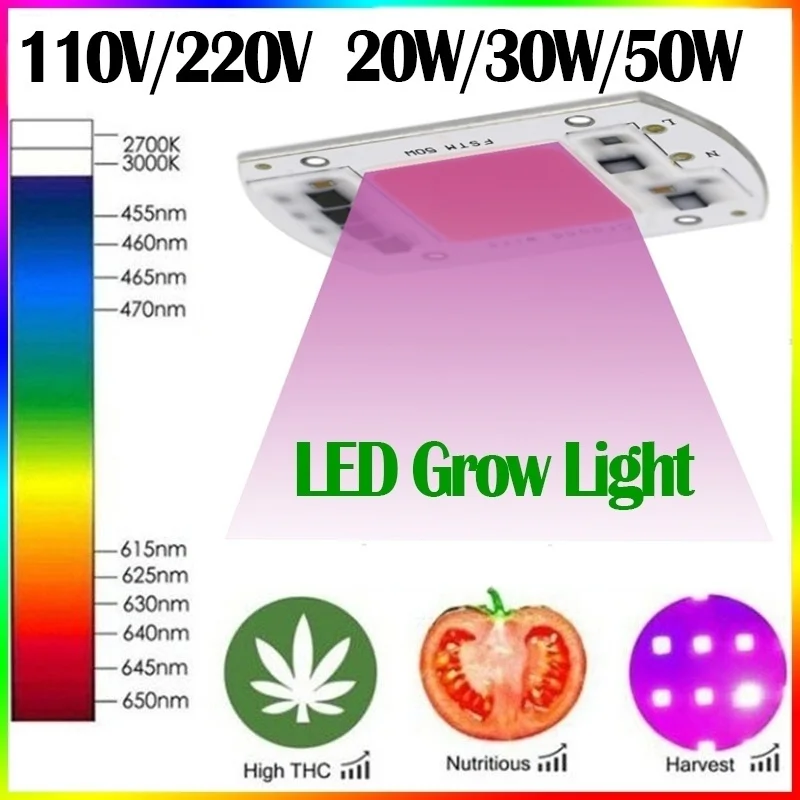 20 Вт/30 Вт/50 Вт полный спектр светодиодный растительный свет лампы для r Крытый рост рассады и роста цветов Fitolamp (110 В/220 В)