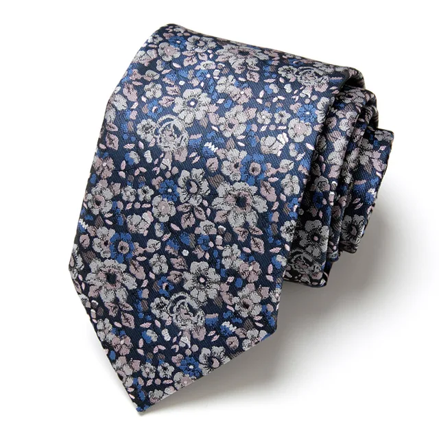 Novelty Ties Men's Fashion Tie  7.5cm Blue Necktie Green & Orange Color Neck Tie For Men Paisley Floral Bowtie Wedding L188
