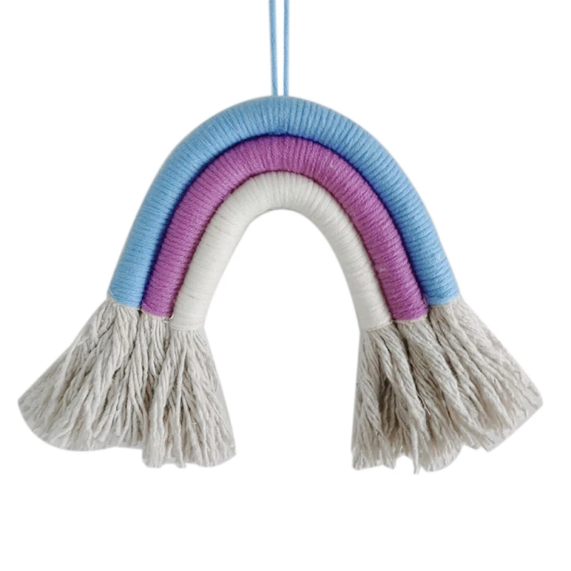 Nordic Hand-woven Rainbow Tapestry Boho Rainbow Tassel Wall Hanging Ornaments Kids Room Decoration Wind Chimes Photo Props - Цвет: C