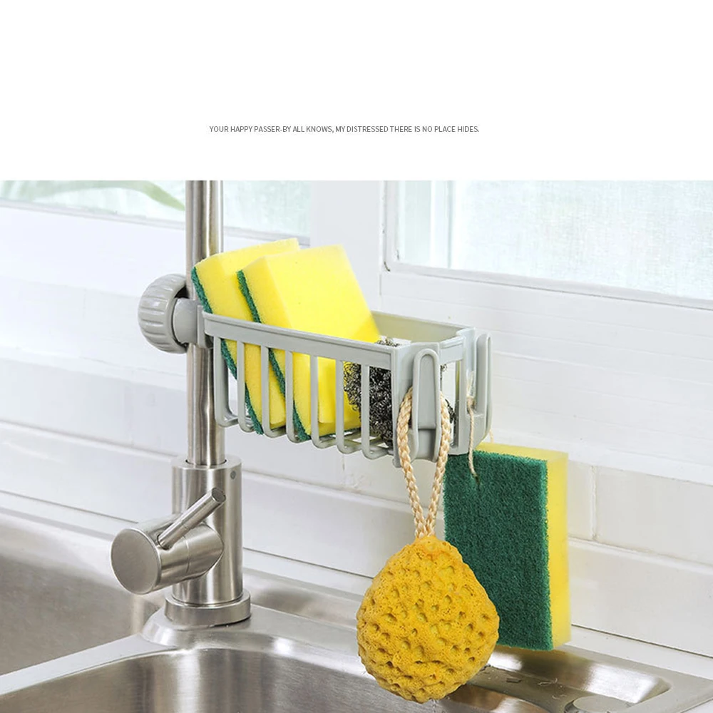 

1pc Kitchen Sink Storage Rack Metal Drainer Sponge Brush Holder Organizer Storage Rack Shelf Kitchen Organizers