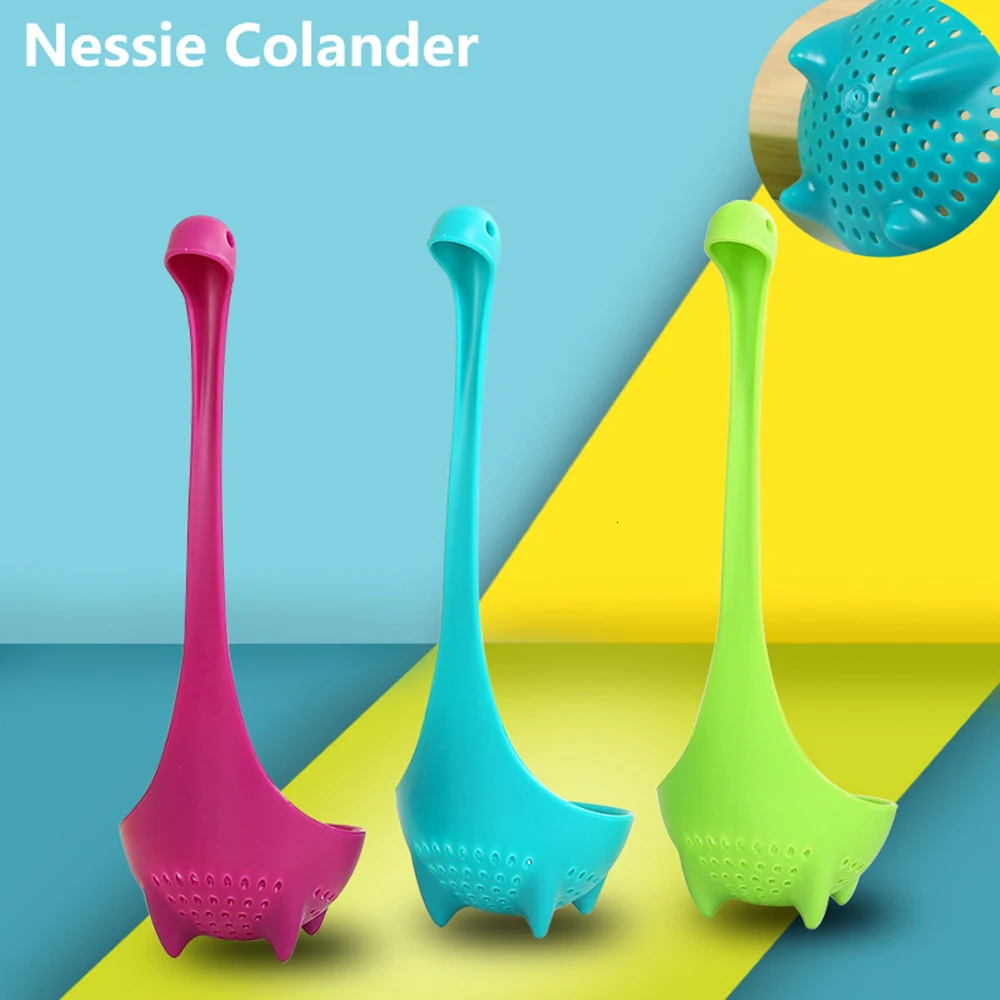 

Loch Ness Monster Styling Long Handle Colander Vertical Dinosaur Colander Creative Colander Kitchen Supplies Household Items