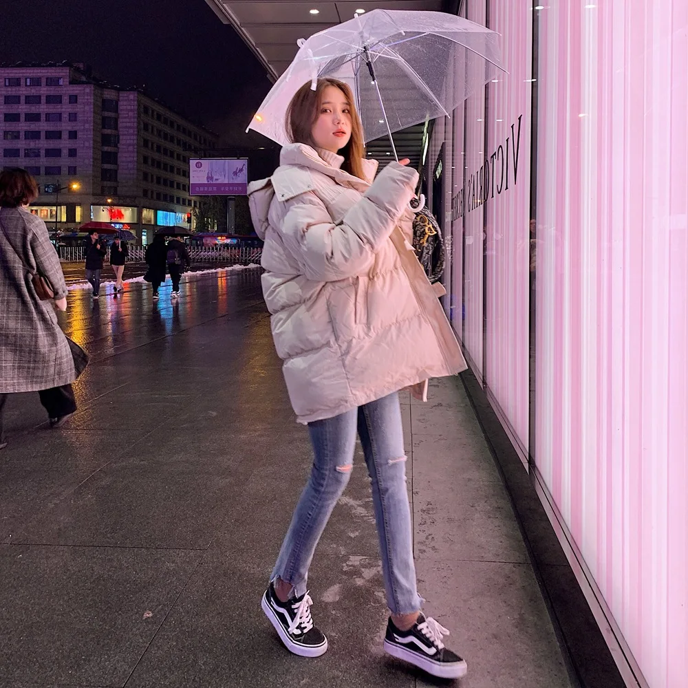 

Photo Shoot Fashionable Sense of Design down Jacket Cotton-padded Clothes Women's 2019 Winter New Style Retro Single Breasted Ho