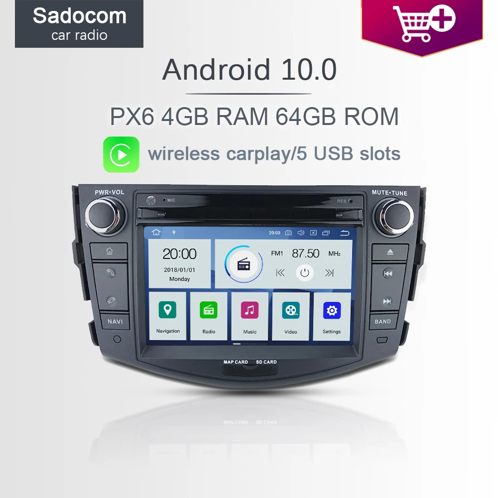 7 &quotPX6 2 din Android 10 0 автомобильный dvd-плеер 6 ядер 64 Гб ROM 4 RAM GDS Авторадио для Toyota RAV4 RAV