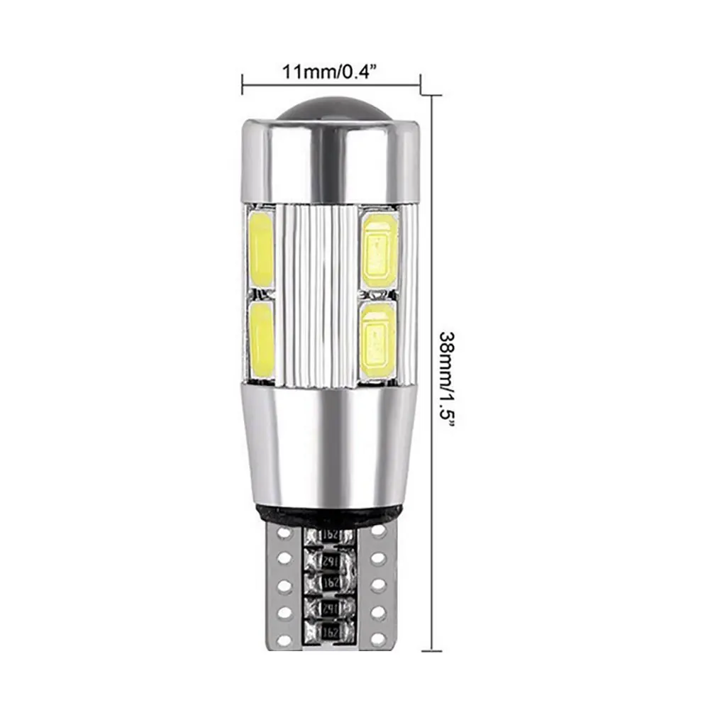 Комплект из 2 предметов, 10 W5W 5630 10LED Canbus без ошибок авто автомобильный горизонтальный Клин широкая лампа подсветки лампы