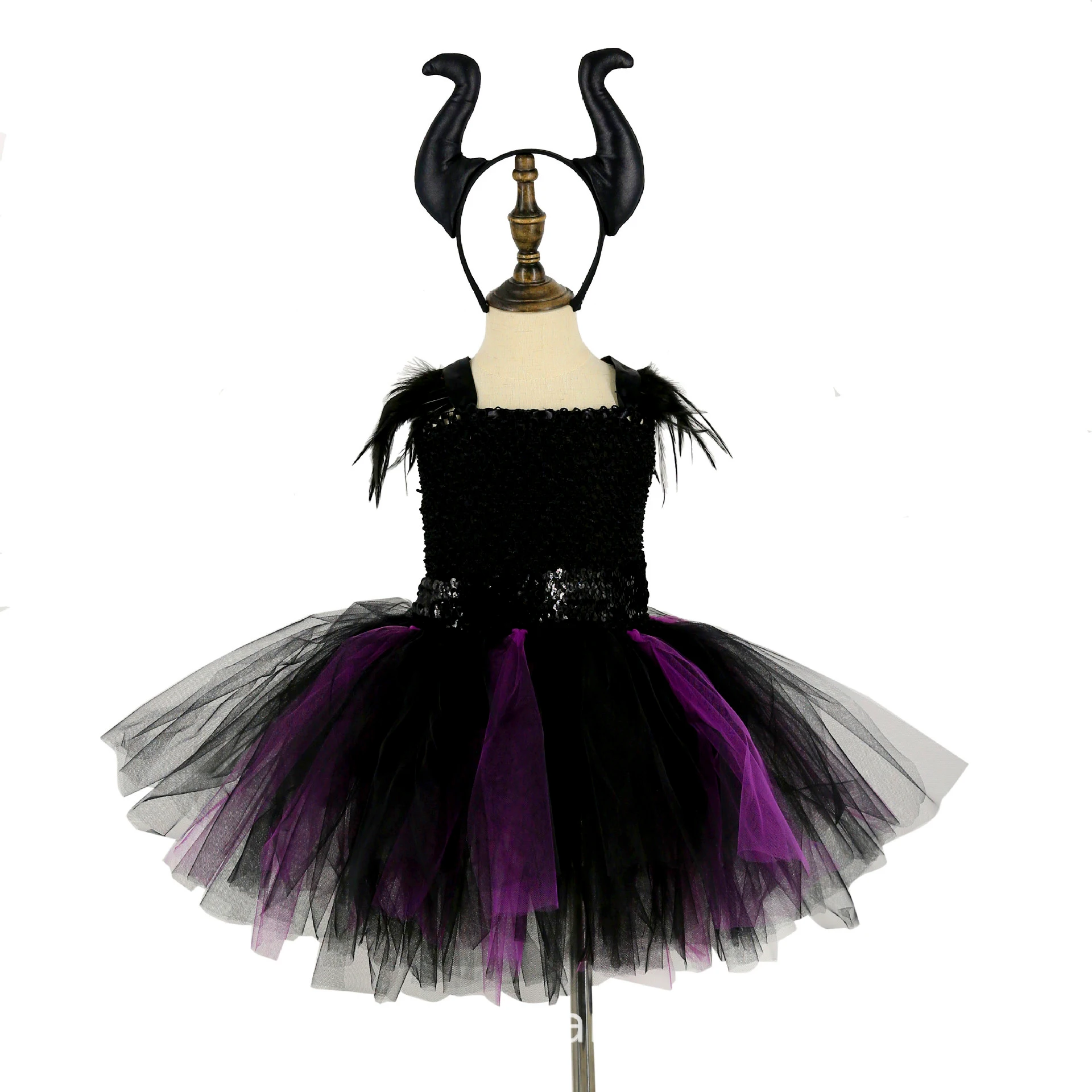Maleficent Evil Queen Girls Tutu Dress Halloween Costume for Girls Kids Party Dress Children Clothing