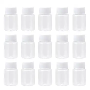 

20 Pcs 50ml Transparent Plastic Bottles Refillable Empty Container Jars Boxes Tins with Lid for Pills Cream Liquid Pigment