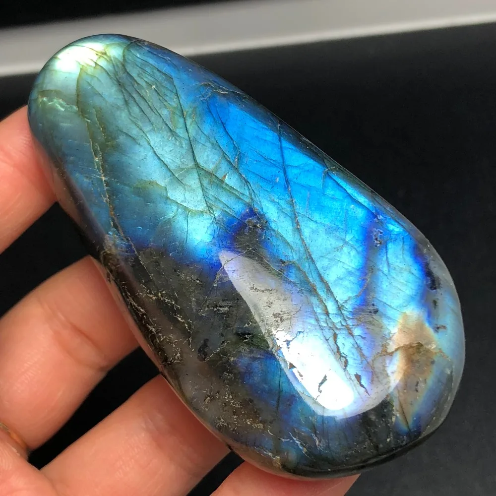 unique!Natural high light blue labrador mineral massage, meditation reiki healing