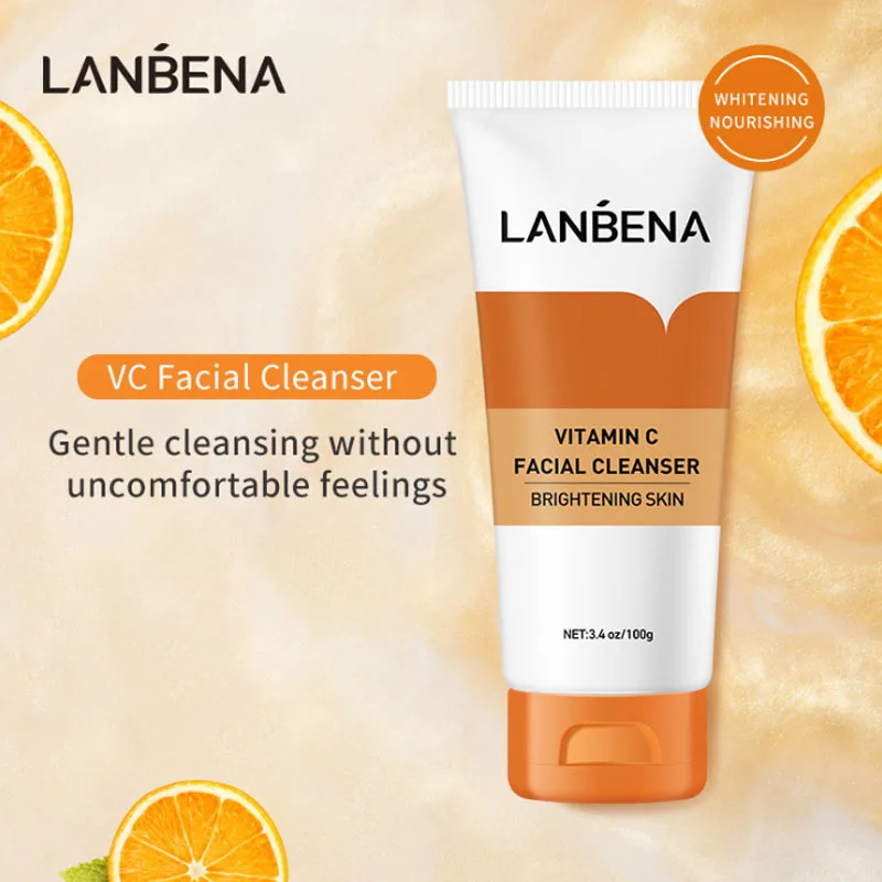 

LANBENA Vitamin C Facial Cleanser Brighten Collagen Whitening Deep Cleansing Moisturizer Decompose Melanin Makeup Remover Foam