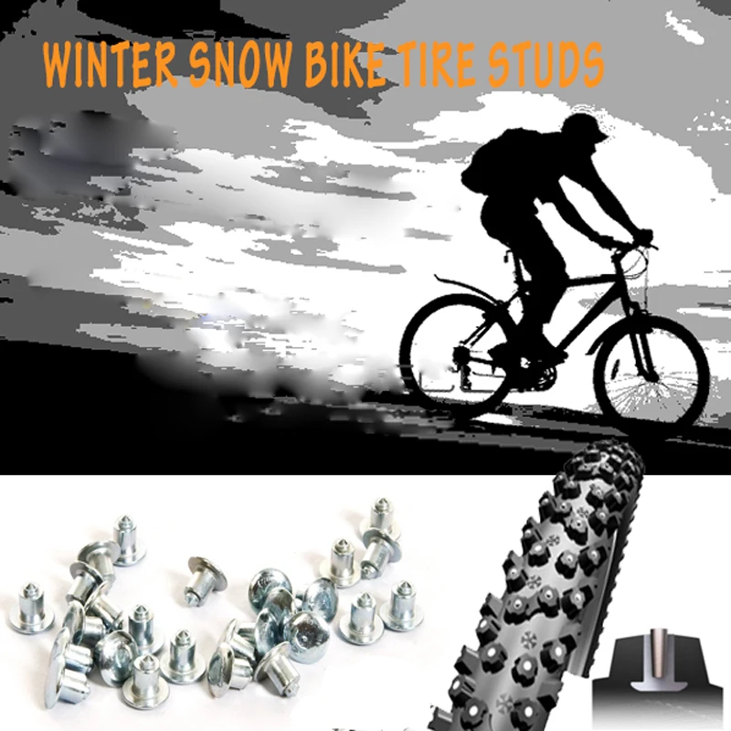 100pcs 6.5mm/0.26" Tyre Snow Gripping Studs Aluminum Tire Spikes Winter Studded Mountain Bike Spikes for Fat bike Mount TIres wheel tyre studs
