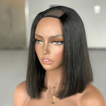 

Straight Bob Wig U Part Wig Human Hair Wigs Brazilian Remy Hair Wig For Women Left Part 150% Density Thick Wigs