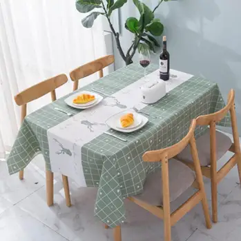 

Modern Minimalist Table Cloth Waterproof Anti-Scald and Oil-Proof Plaid Durable Easy to Clean Table Mat Wedding Party Decoration