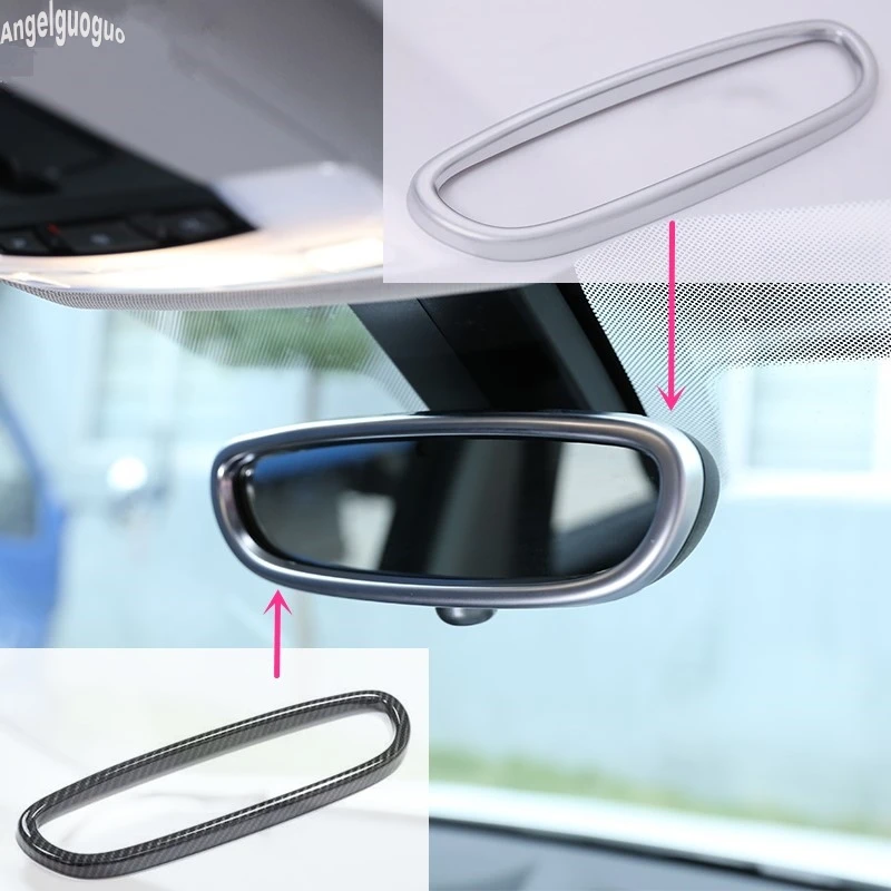 For BMW X1 F48 / 1 series / 2 Series Tourer ABS Carbon or Chrome Style Car Interior Rearview Mirror Trim Frame Cover Accessories