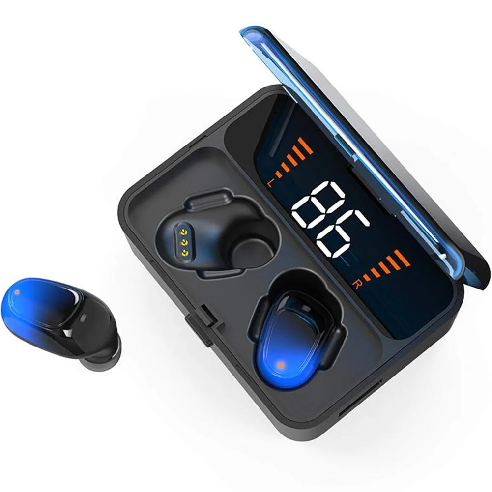 Синий Bluetooth 5,0 беспроводные стерео наушники Встроенный микрофон с зарядным устройством Спортивная гарнитура DJA99 - Цвет: Синий