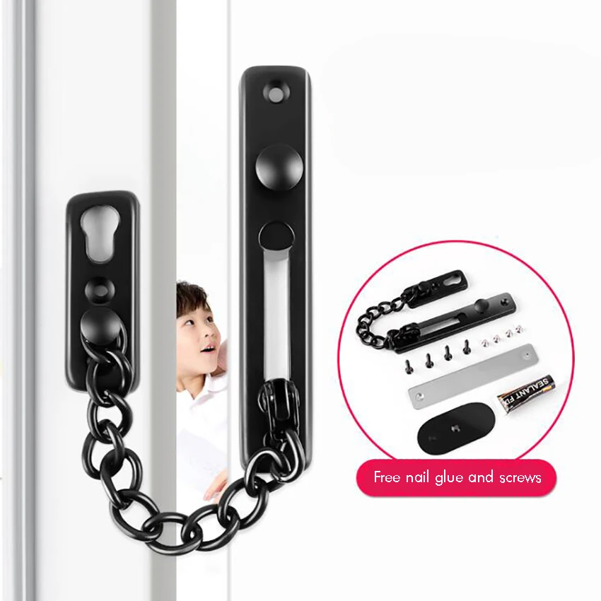 

2 Way Install Thick Door Chain Lock with Spring Stainless Steel Door Security Chain Guard, Heavy Duty Latch Lock for Inside Door