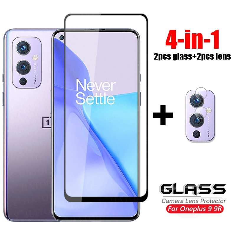 4-in-1 For Glass Oneplus 9 Tempered Glass One Plus 9 9R HD Clear Full Glue Ultra-thin Phone Screen Protector For Oneplus 9 Glass cell phone screen protector